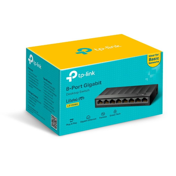 Switch TPLINK de Escritorio de 8 Puertos 10/100/1000Mbps